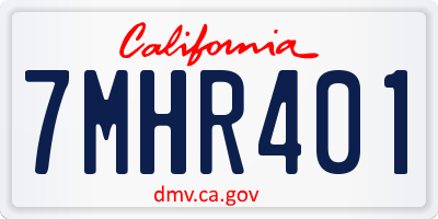 CA license plate 7MHR401