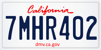 CA license plate 7MHR402