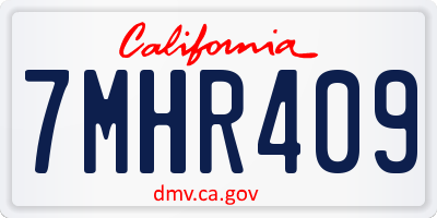 CA license plate 7MHR409