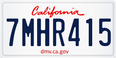 CA license plate 7MHR415