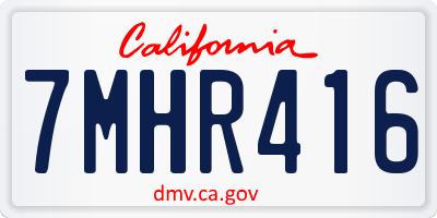 CA license plate 7MHR416