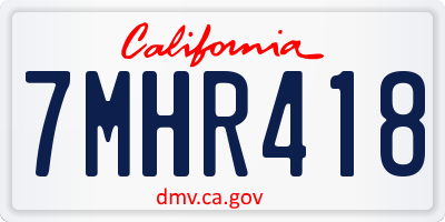 CA license plate 7MHR418