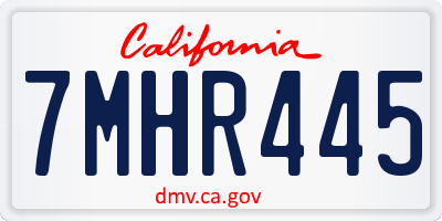 CA license plate 7MHR445