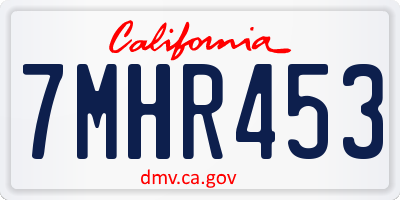 CA license plate 7MHR453