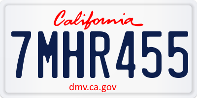 CA license plate 7MHR455