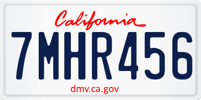 CA license plate 7MHR456