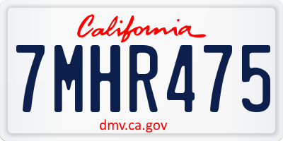 CA license plate 7MHR475