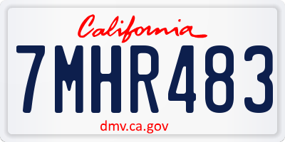 CA license plate 7MHR483