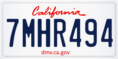 CA license plate 7MHR494