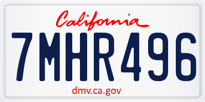CA license plate 7MHR496