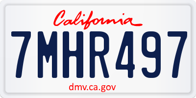 CA license plate 7MHR497