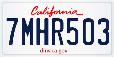 CA license plate 7MHR503