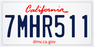 CA license plate 7MHR511