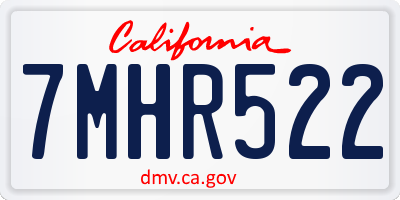 CA license plate 7MHR522