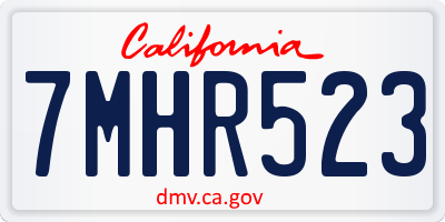 CA license plate 7MHR523