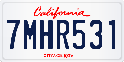 CA license plate 7MHR531