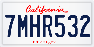 CA license plate 7MHR532