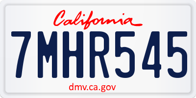 CA license plate 7MHR545