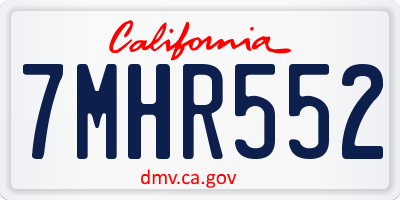 CA license plate 7MHR552