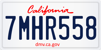 CA license plate 7MHR558