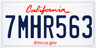 CA license plate 7MHR563