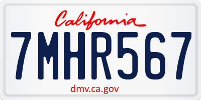 CA license plate 7MHR567