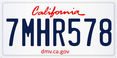 CA license plate 7MHR578