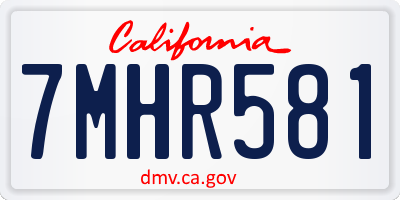 CA license plate 7MHR581