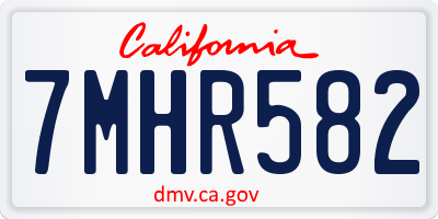 CA license plate 7MHR582