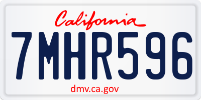 CA license plate 7MHR596
