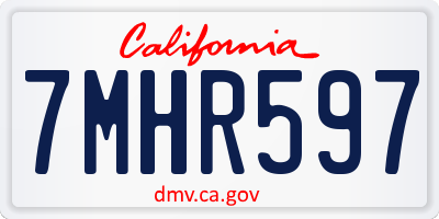 CA license plate 7MHR597