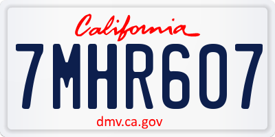 CA license plate 7MHR607