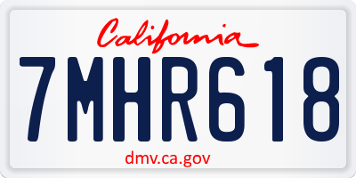 CA license plate 7MHR618