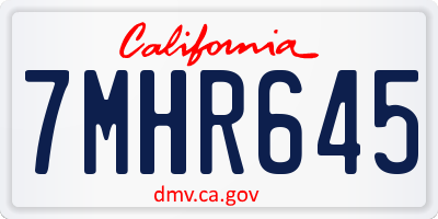 CA license plate 7MHR645