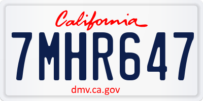 CA license plate 7MHR647