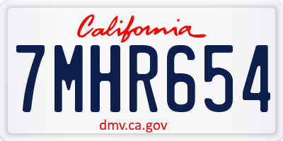 CA license plate 7MHR654