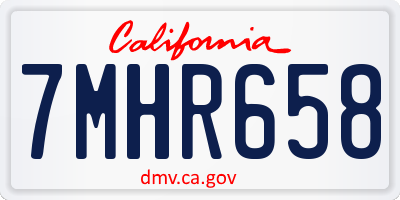 CA license plate 7MHR658