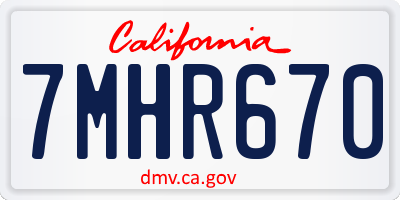 CA license plate 7MHR670