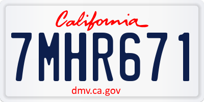 CA license plate 7MHR671