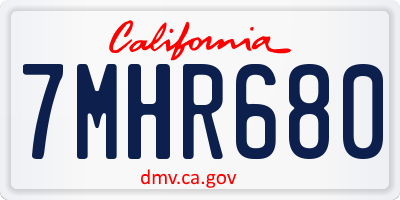 CA license plate 7MHR680