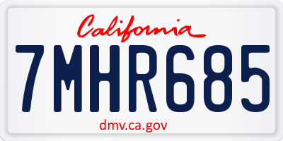 CA license plate 7MHR685