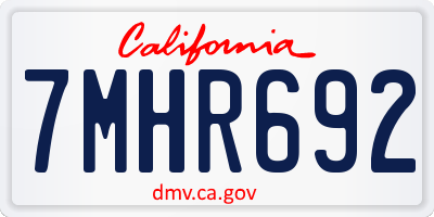 CA license plate 7MHR692