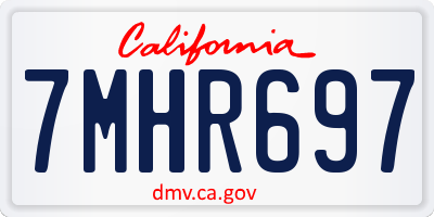 CA license plate 7MHR697