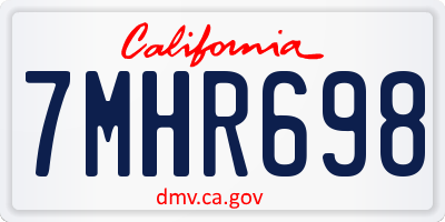 CA license plate 7MHR698