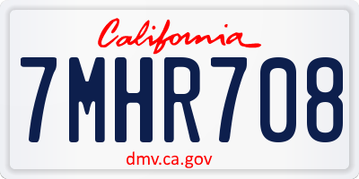 CA license plate 7MHR708