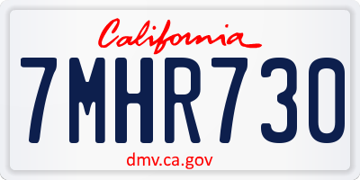 CA license plate 7MHR730