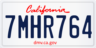 CA license plate 7MHR764