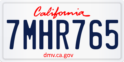 CA license plate 7MHR765