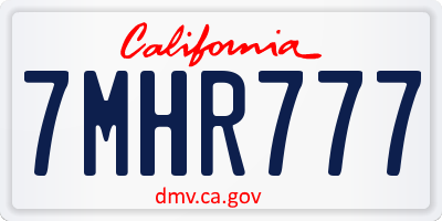CA license plate 7MHR777