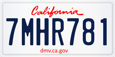 CA license plate 7MHR781